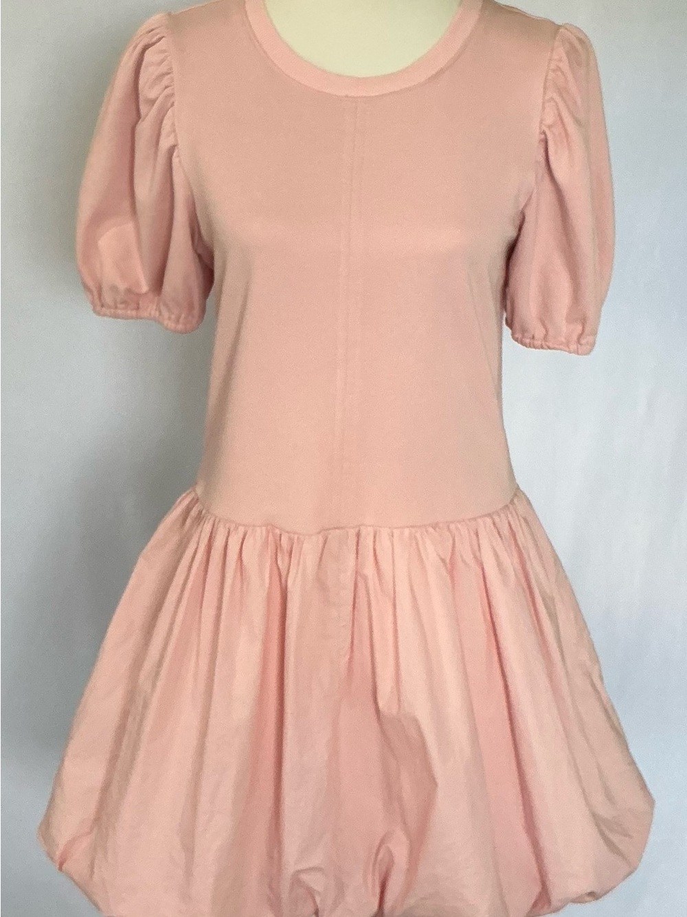 English Factory Puff Shoulder Mixed Media Pink Mini Dress Small